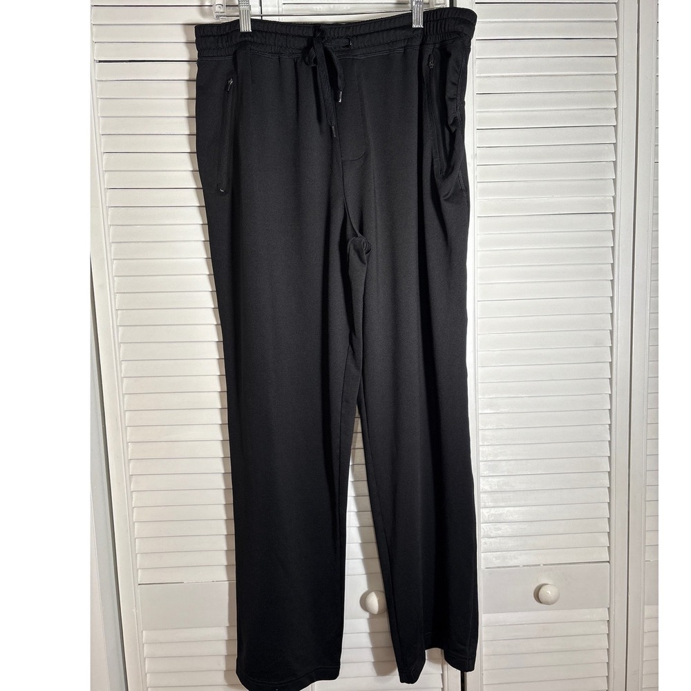 Urban Frontier Mens Black Athletic Pants Large Drawstring Zipper Pockets